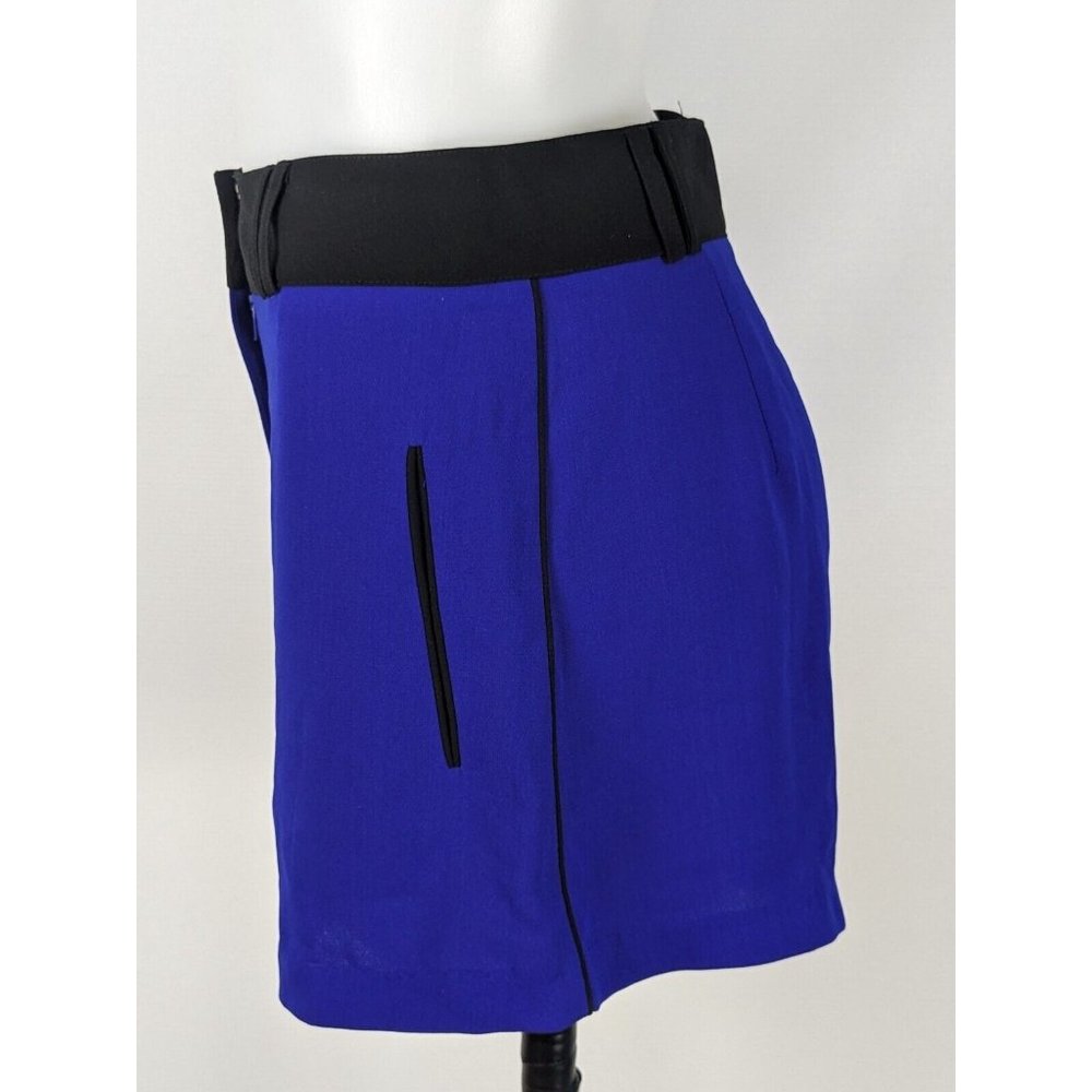 Forever New Womens Shorts Size 10 Blue Black Zip-Fly Belt Loops Pockets - Picture 2 of 7